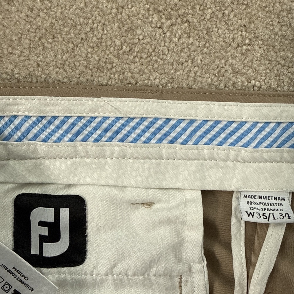 FootJoy Pants Mens 35x34 Beige Khaki Athletic Fit‎ Golf Performance Stretch - Picture 3 of 9